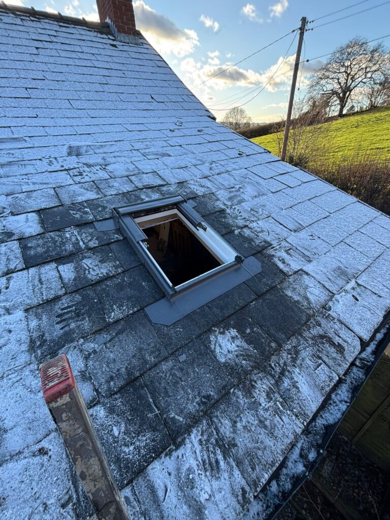 roof window fitted stroud on a cold day